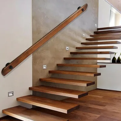 Modern Single Metal Stringer Oak Wood Straight Stairs Villa Indoor Plate Beam Staircase with Glass Railing for Apartment Use DIY