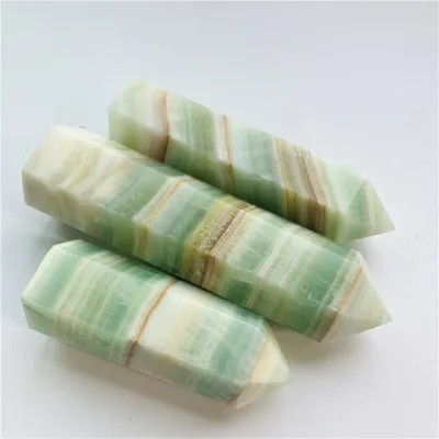 Natural Gemstone Point Wand Caribbean Calcite Points Sky Blue Towers