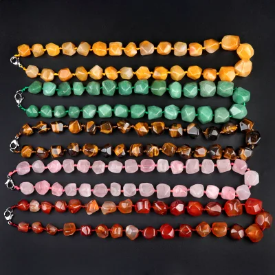 Hot Sales Multi Colored Natural Stone Irregular Stone Bead Necklace Keychain Pendant Fashion Mobile Phone Chain Decoration Gifts