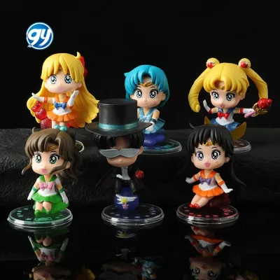6Pcs Sailor Moon Figure Anime Usagi Mamoru Chiba Sailor Mercury Sailor Jupiter Sailor Mars Doll Toy Statue