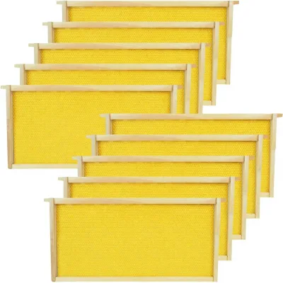New 10-Pack Yellow Beehive Bee Frames with Waxed Pine Wood Foundation Commercial Use Unassembled 3-Month Warranty