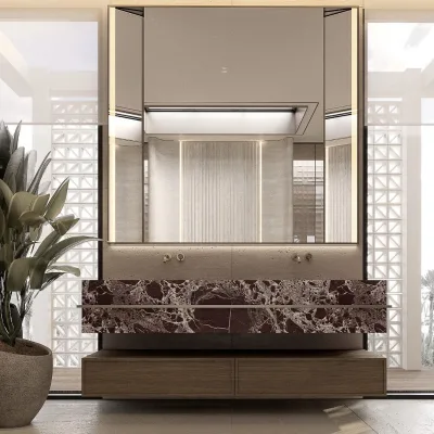 Luxury Dark Purple Natural Marble Bathroom Vanity Wall Mounted With Wood Base Cabinet
