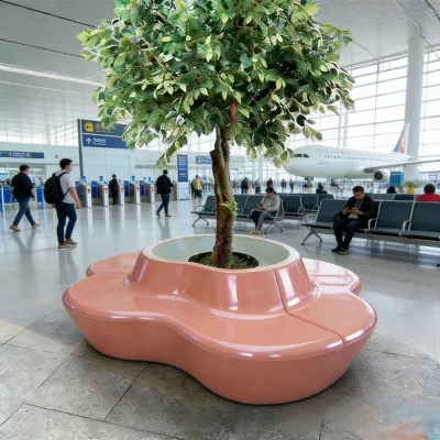 Commercial Public Lounge Fiberglass Lightweight Water Resistant Durable Eco-Friendly Modern Zen Garden Inspired Tree Outdoor