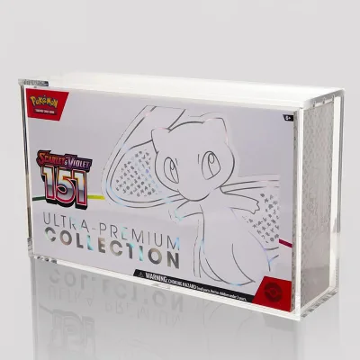 Lucite Premium Collection Box Display Case Clear Acrylic Protector for Sealed TCG Trading Card Collector Home Retail Display