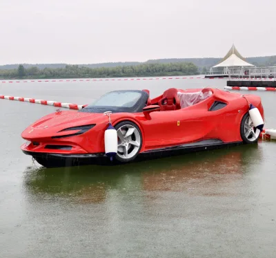 Stylish-Curves Texture Metallic Fiberglass Jet Car Boat Eye-Catching 5.16m Worthy Panoramic Marine Grade for Outdoor Amusement