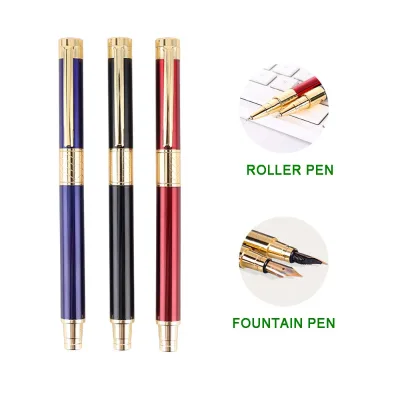 GemFully Shopping ali Boligrafos Por Mayor High Quality Metal Luxury Fountain Pen Set with case
