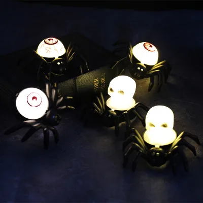 Wholesale Halloween Costume Props Spider Lamp LED Illuminated Skull Lamp  Home Scene Arrangement Halloween Decoration