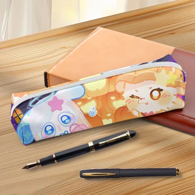 Custom Logo Cartoon PU Pencil Case Cute Animal Anime Stationery Bag Multifunctional Student Pencil Case