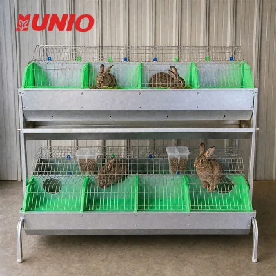 Heavy Galvanized Steel 16 Unit Doe Breeding Nest Box Attached European Farm Rabbit Cages
