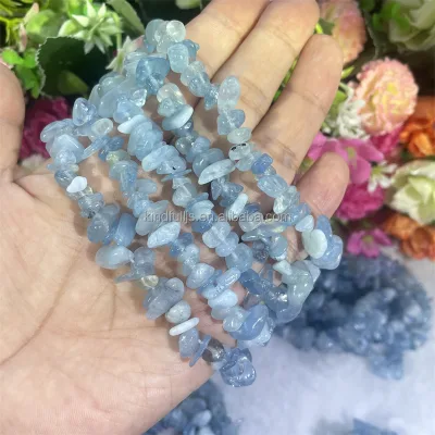 Irregular Raw 7 Chakra Healing Natural Gemstone Aquamarine Crystal Chip Bracelet for Gift