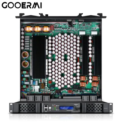 GOOERMI 2 Channel DSP FIR 1U Professional Digital Power Amplifier GaN Class D Dante PFC 4200W High Power Sound Audio Processor