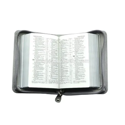 Luxury Hardcover Blank Customized Logo Printing Faux PU Leather Fabric Multi Size Holy Bible Bag Case Book Cover with Zipper