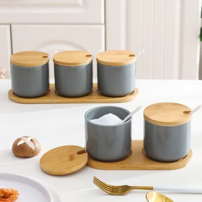 Portable Nordic Ceramic Seasoning Jar Set with Storage Jars and Spice Containers for Household Kitchen Use