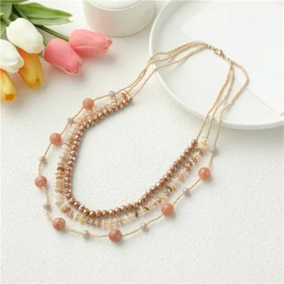 Creative Necklace, Ethnic Style, Ladies' Crystal Copper Lobster Buckle, Crystal Geometric Shell Necklace