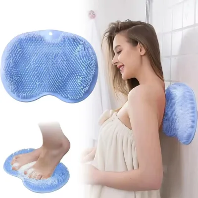 2-in-1 Silicone Foot Scrubber & Back Scrubber Mat with Strong Suction Cups, Exfoliating Body Scrubber for Bath & Shower