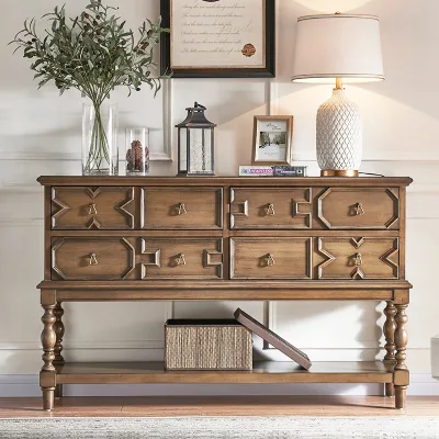 Contemporary Solid Wood Wall Console Table Traditional Antique Interior Furniture for Home Hall Entryway Living Room Wine Cellar