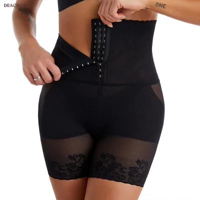 Sexy Lace Shapers Body Shaper With Three Rows Hooks Firm Control Women Shapewear Waist Trainer Shorts