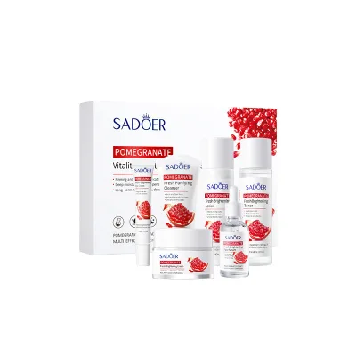 OEM Red Pomegranate Natural Organic Plant Extract Luxury Skincare Packaging Set Moisturizing Whitening Facial Kit Skin Care Set