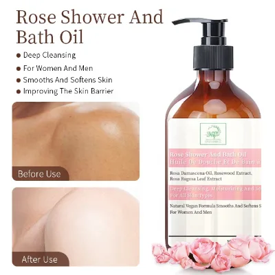 China Exporter Supplier Wholesale Organic Huile De Douche Private Label Rose Shower Bath Oil Shower Gel Oil for All Skin Types