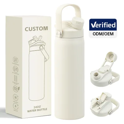 Premium 24oz Powder Coated Keep Cold Hot Water Bottle Wide Mouth Stainless Steel Tumbler for Office Work