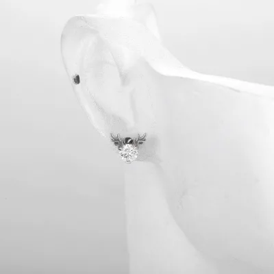 Newest Design Christmas Jewelry Cute Moissanite 925 Silver Reindeer Stud Earrings Round Cut Deer Earrings for Women