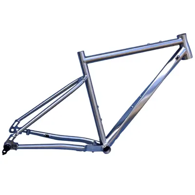 High-quality Titanium Alloy Road Bike Frame Bent Seat Stays Helix Top Tube Polished Finish Lightweight LADDER Road Bicycles