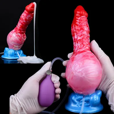 9 Inch Wolf Knot Dildo With Inflatable and Squirting Animal Dildo for Women Massturbators