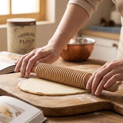 Spiral Patterned Wooden Rolling Pin Embossed Beechwood Dough Roller for Cookies & Pastry Grooved Rolling Pin Unique Gift