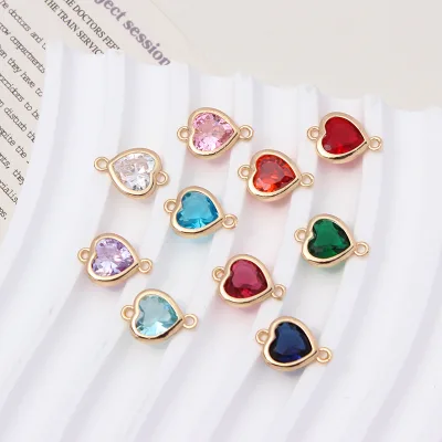 Rhinestone Links Charms Connector Pendants Flat Round Birthstone Connector