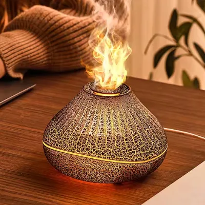 Household Essential Oil Volcano Flame Humidifier air Aroma Diffuser Water Vaporizer Home Parfum Chemine Luxury Fragrance Machine