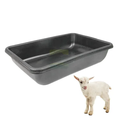 New for Heavy Duty Farm Plastic Feeding Trough Black Color Large Capacity Anti-Slip Base Corrosion Resistant