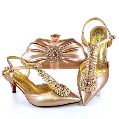 AB8639 Fashion Shoes and Bag Set Genuine Leather Nigeria Shoes for Women