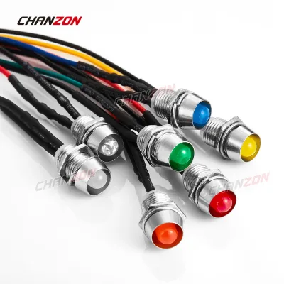 3V - 12V 5mm 8mm Prewired Indicator Light LED Panel Warning Signal White Red Green Blue Yellow Mini Pilot Lamp Pre Wired Diode