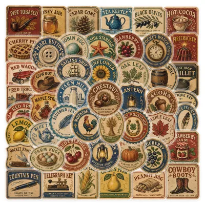 50PCS Transparent USA style vintage agricultural farm life sticker