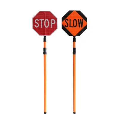 Sign Retailer Road Stop Roll up Traffic Signs Reflective Folding Reflective 24 Inch Hand Held Stop Slow Sign