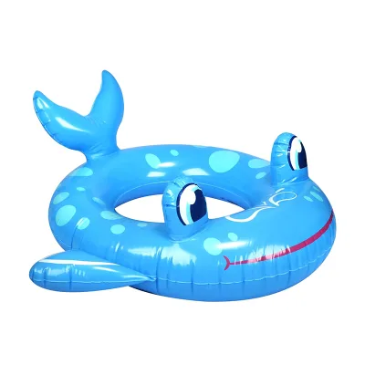Factory PVC Blue Fish Swimming Ring Inflatable Tube for Child's Beach Swim Pool Vacation & Swimming Practice Tools