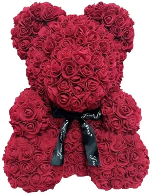 Foam Bears 40cm Rose Simulation Flower Colorful Foam Rose Bear Gift for Wedding Party Valentine's Day Thanksgiving Christmas