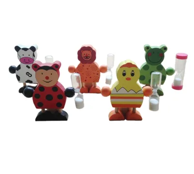 3-Minute Wooden Glass & Sand Filled Animal-Shaped Baby Teeth Box Sand Timer for Kids with Customizable Options