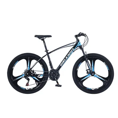 Wholesale 24/26-Inch High Carbon Steel Hardtail Mountain Bike 3-Blade Integrated Wheels Black/Blue Adult Road Custom Logo