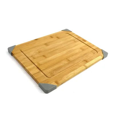 Natural Bamboo Cutting Serving Board with Non-Slip Corners Reversible Charcuterie Board Serving Platter
