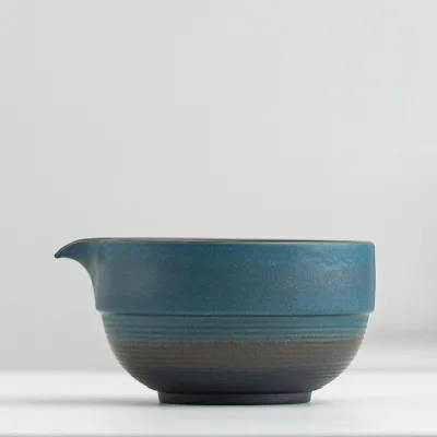 Stoneware Japanese Tea-making Tools with Ceramic Flow-through Spout and Matcha Bowl