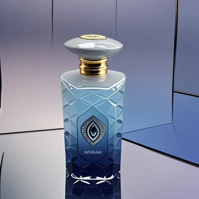 100ML Unique Feminine New Perfume Glass Bottle with Pump Sprayer Seal Hot Stamping Woran Model