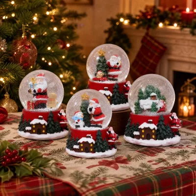 Hot selling Christmas snowflakes, crystal balls, Santa Claus resin style holiday party gifts, decorations