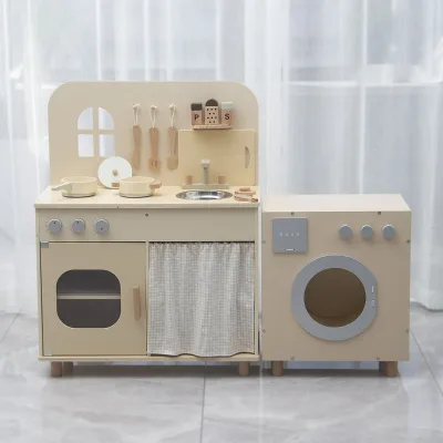 Natural birch wood plywood preschool kitchen otys kids pretend cooking play set toys