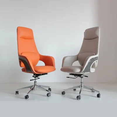 Premium Nappa Leather Office Chair High Density Sponge Executive Desk Chair with Carbon Fiber Decoration