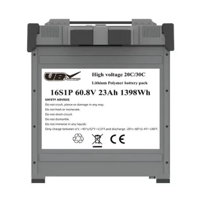 60.8V 16S 23AH high voltage Lithium polymer battery for Plant protection drone, with hard case