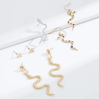Fashion Original Design Drop Earring Enamel Women Alloy ZIRCON Long Snake Shaped Drop Earrings