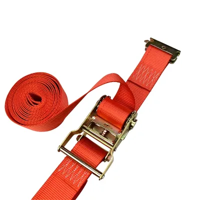 Wholesale 2 Inch Heavy Duty Polyester Enclosed E Track Ratchet Straps Tie Down Cargo Lashing Rail Load Bar Decking Beam