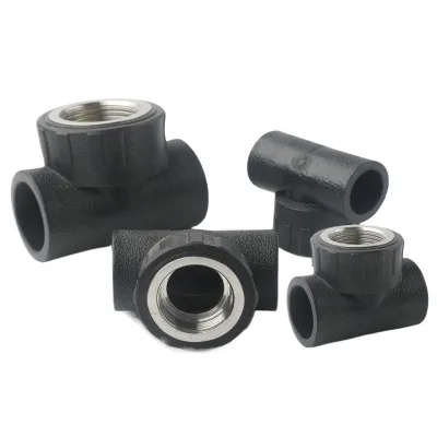 Pe water supply pipe fittings joint internal thread inner tooth tee new material hot melt pipe fittings PE inner wire