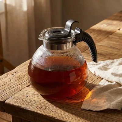 Heat Resistant Borosilicate Glass Tea Glass Coffee Carafe Anti-Drip Eagle Mouth Spout Detachable PP Lid Pot for Hotel Cafe